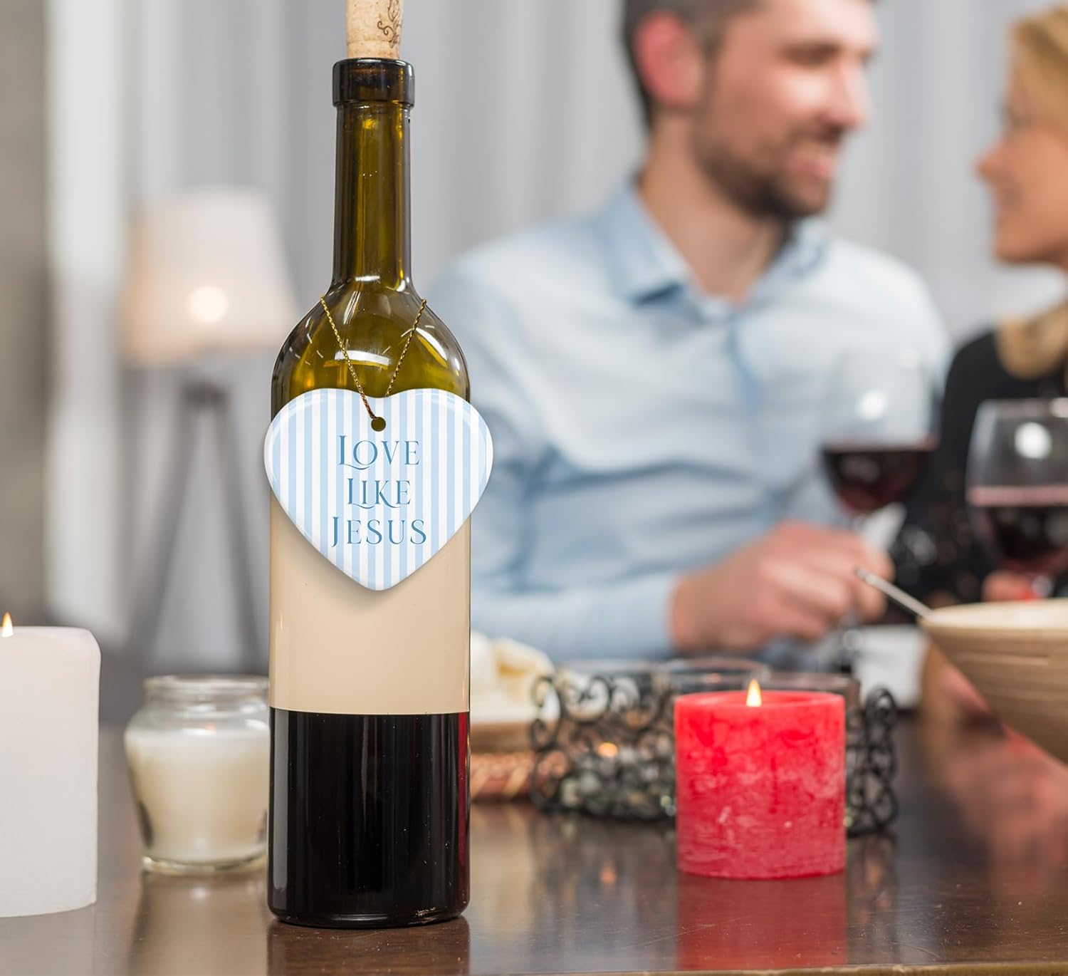 QIYUHOY Christmas Ornament Keepsake Sign Bible Verse Preppy Blue Striped Girly Hanging Decoration