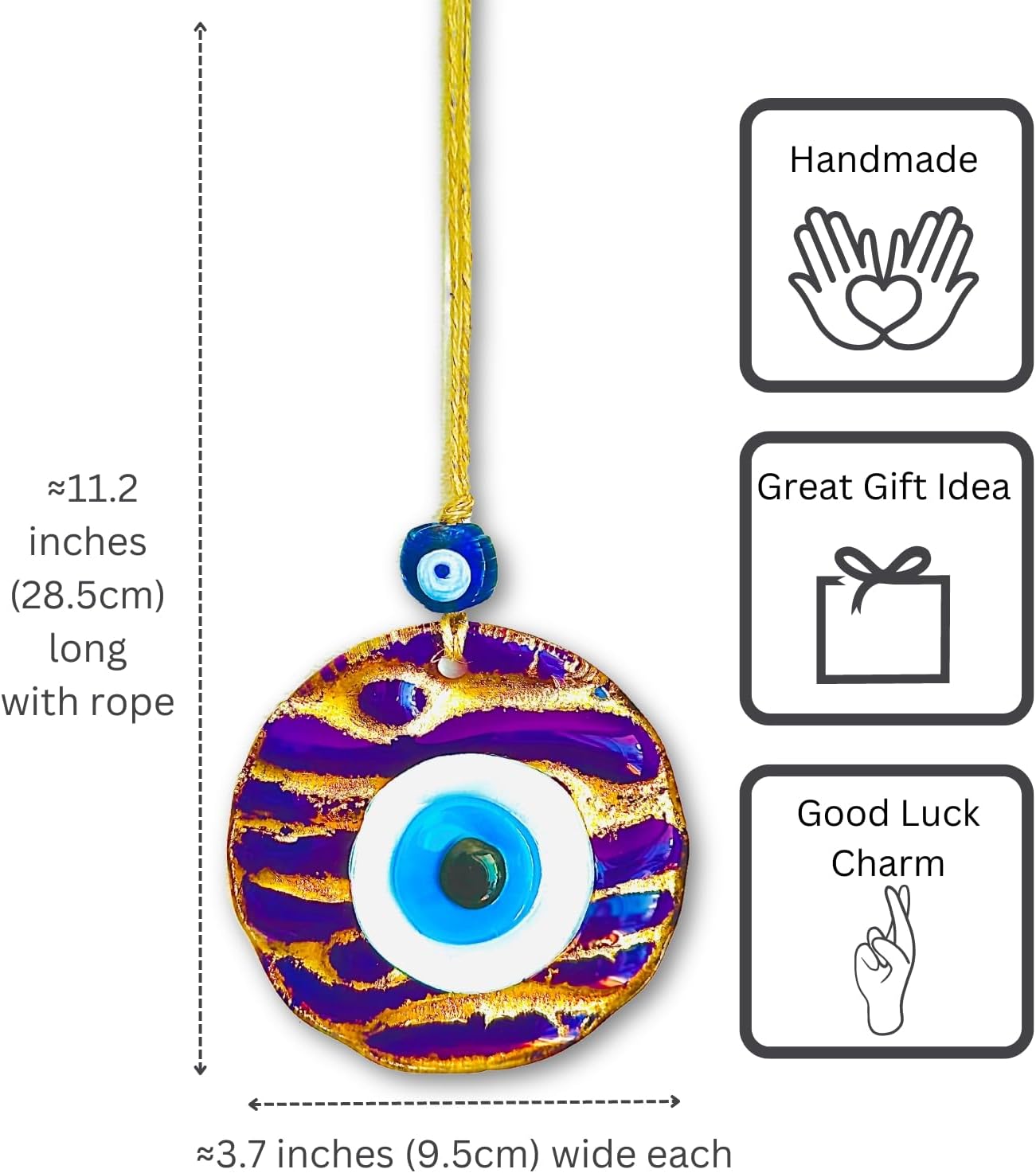 Macroria Twisted Evil Eye Halloween 35 Gold Black Glass Wall Hanging