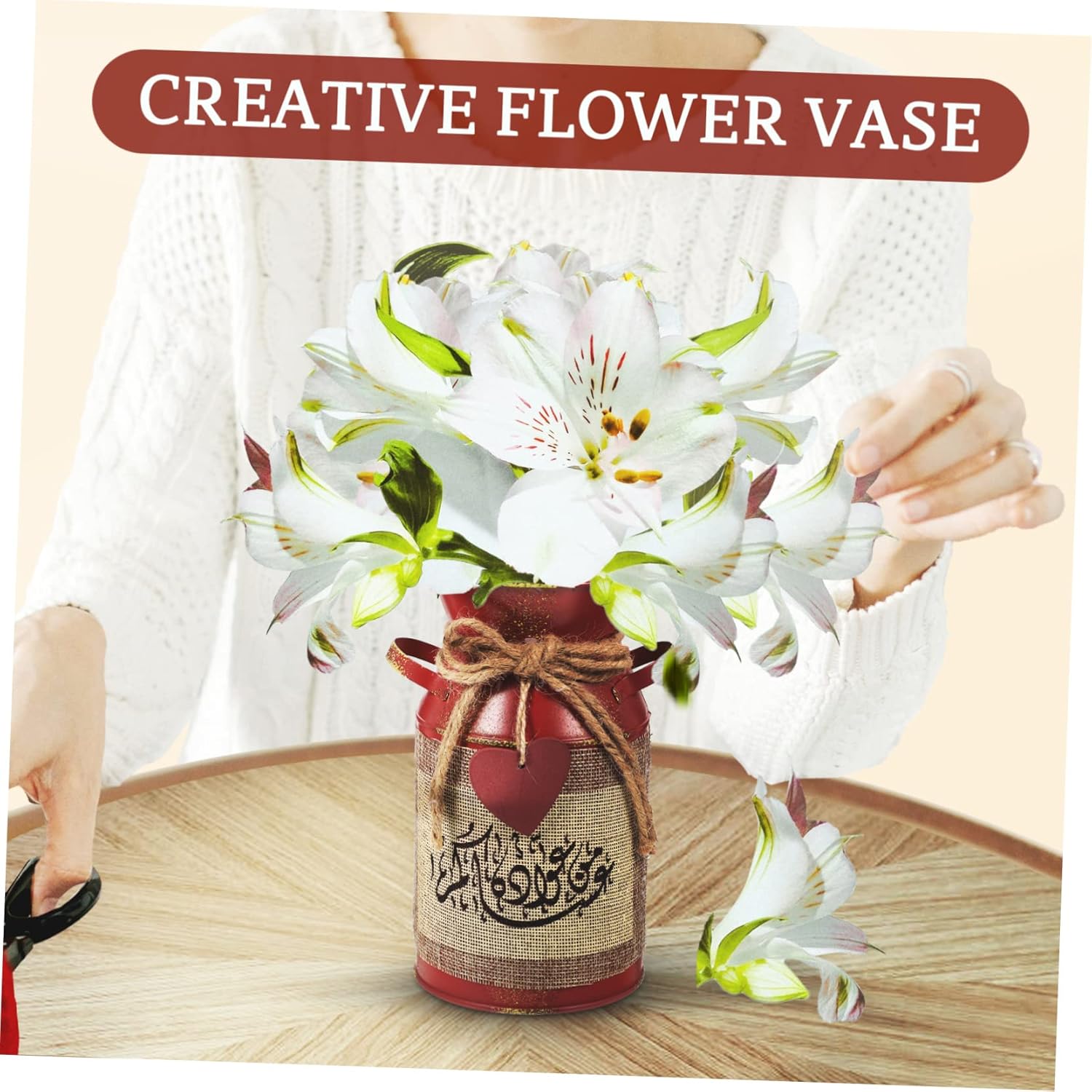 Rustic Vintage Iron Flower Bucket Pot Dried Flower Container