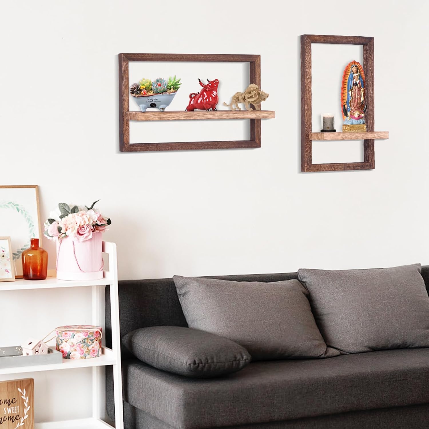 Square Floating Shelves Set of 4 Modern Wood Wall Decor