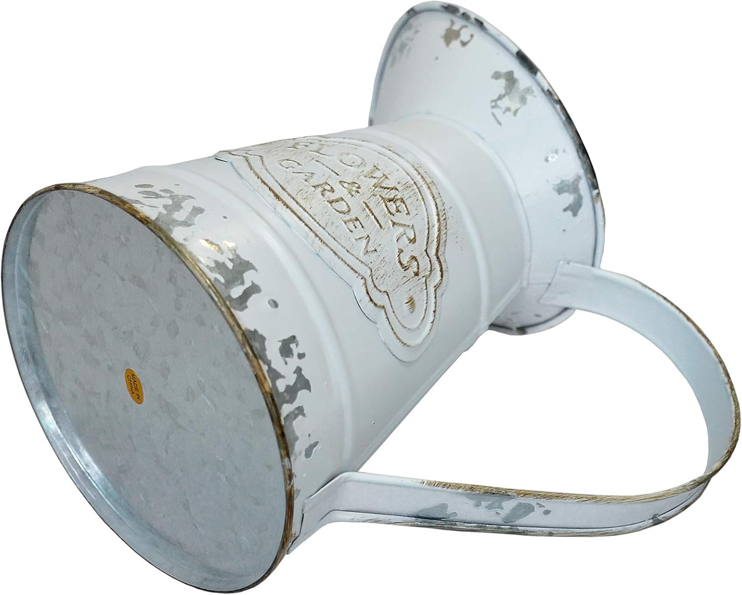 White Rustic Shabby Chic Metal Flower Vase