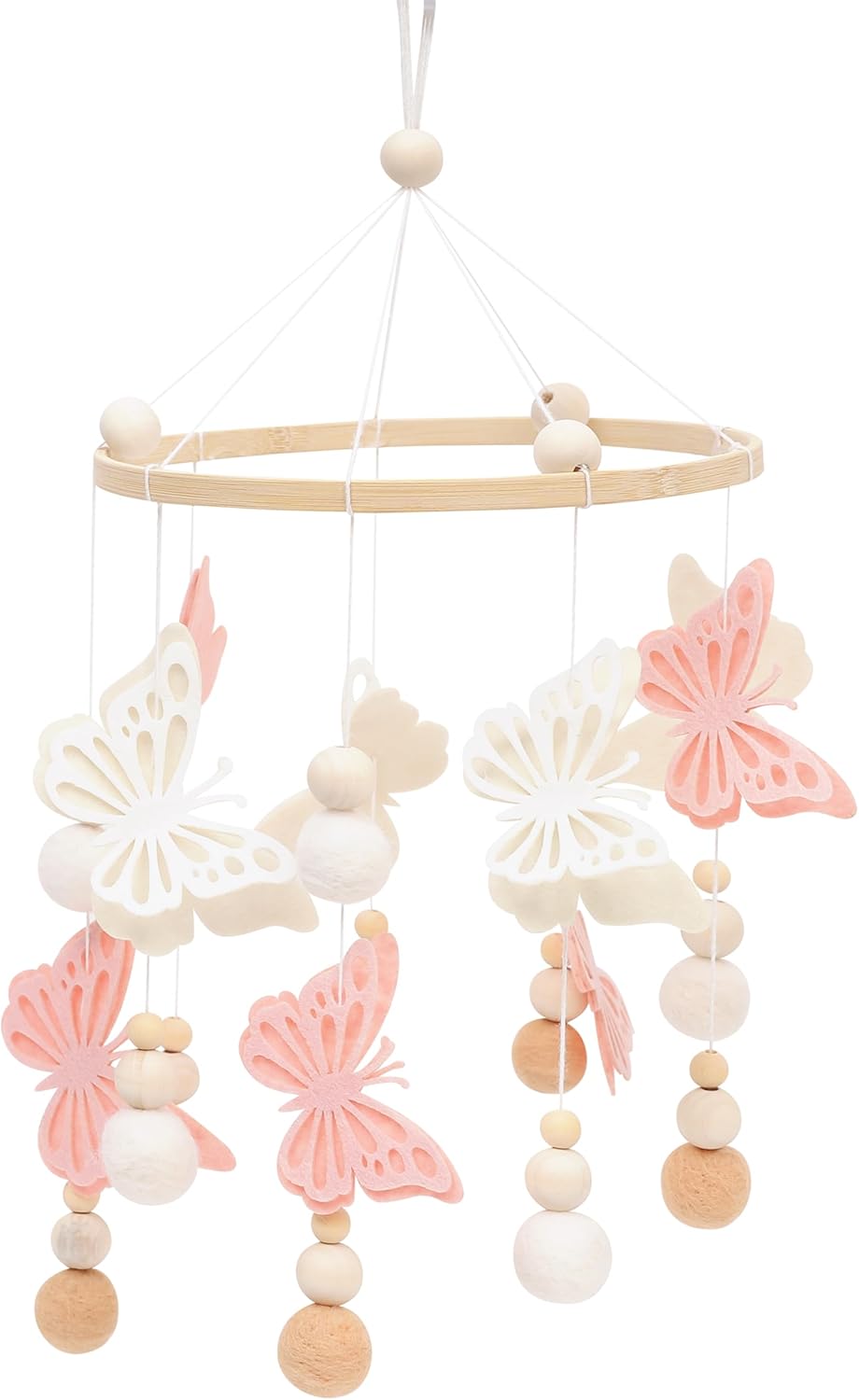 RSOLIET Crib Girl Butterfly Charm Pink Off-White Ornament