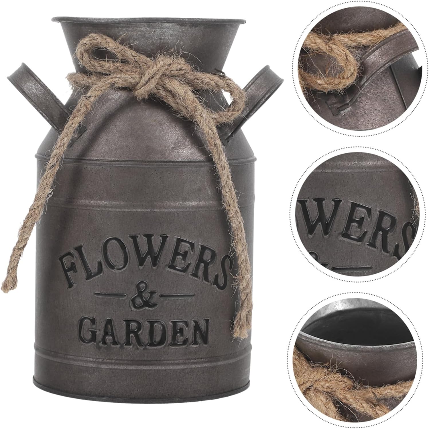 Vintage Galvanized Milk Can Decor Rustic Flower Pot