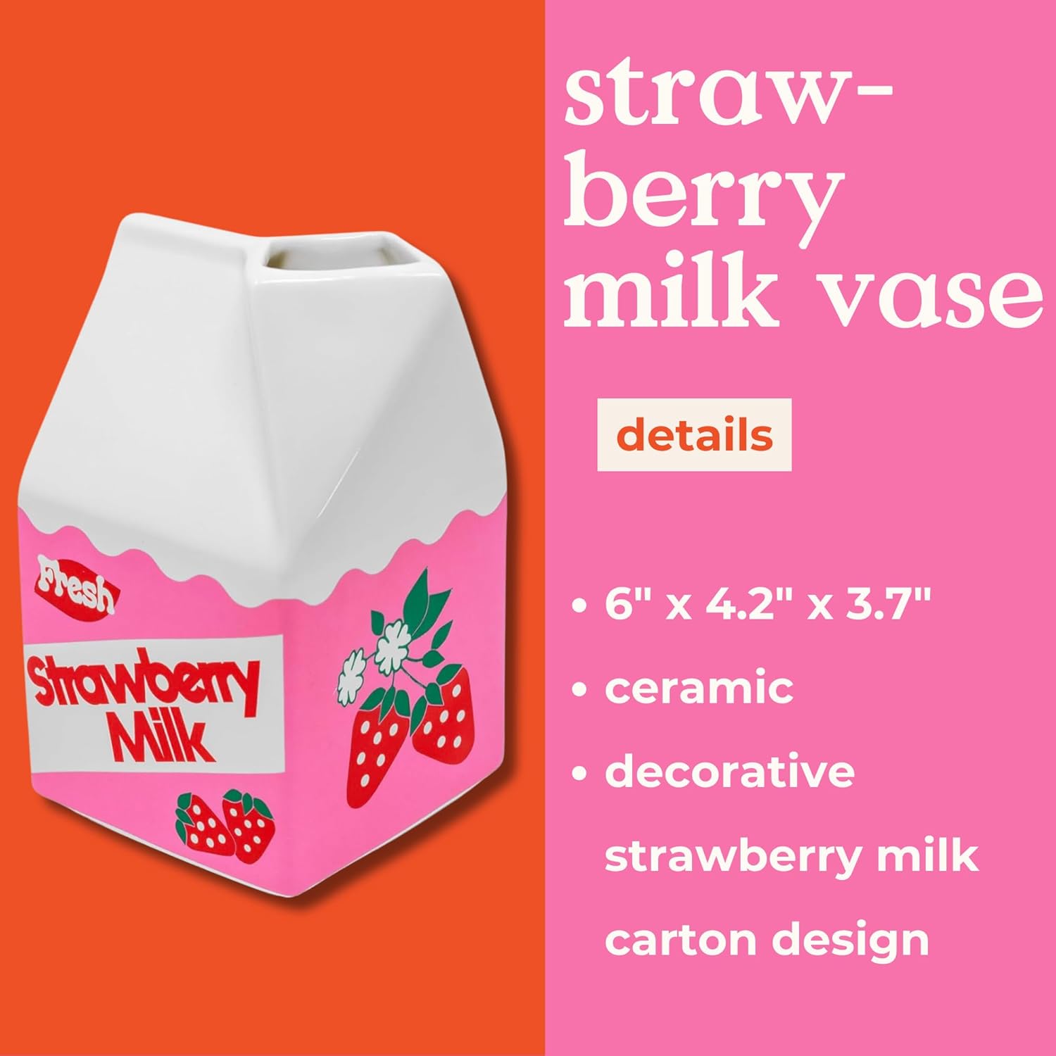 bando Vintage Carton Inspired Mini Ceramic Vase Strawberry Milk