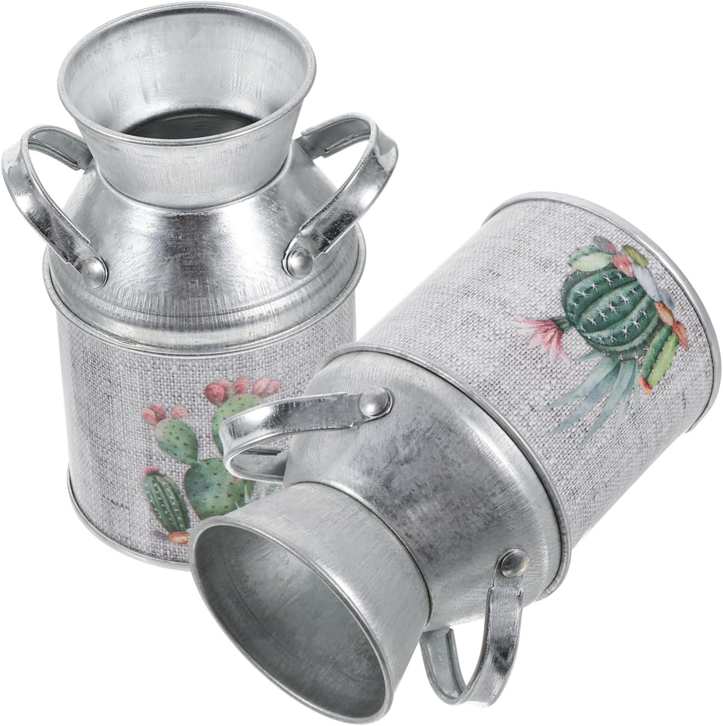 2Pcs Rustic Flower Vase Vintage Metal Plant Pot for Farmhouse Decor