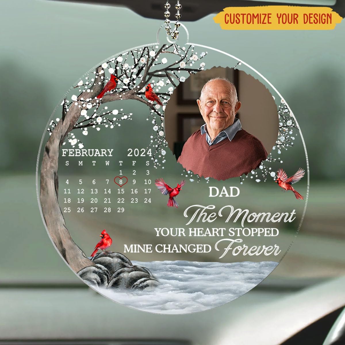 Personalized Memorial Car Ornament - Heart Stopped Moment