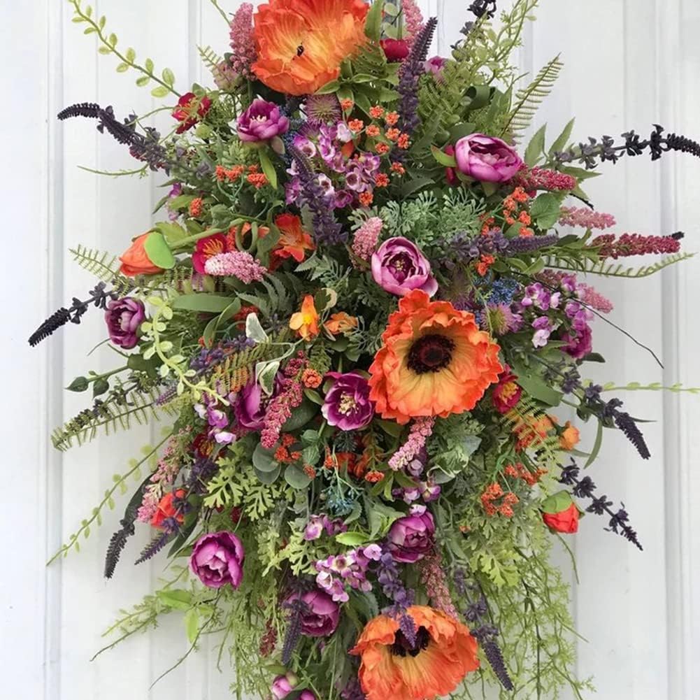 Ochine Spring Front Door Swag Purple Rustic Wreath 1