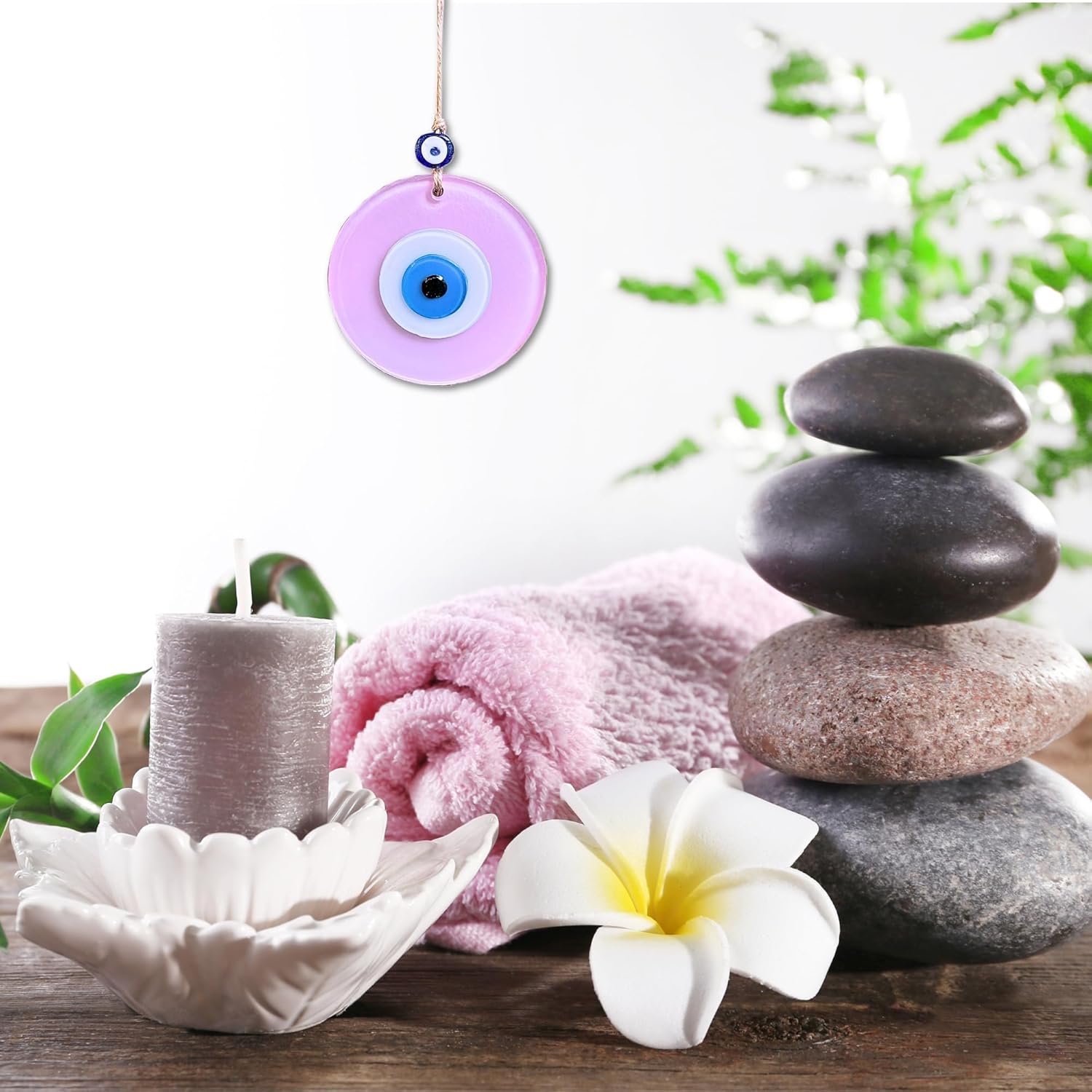 Powder Pink Boho Evil Eye Wall Hanging Decor Good Luck Charm Gift for Girls Handmade Turkish Nazar Amulet