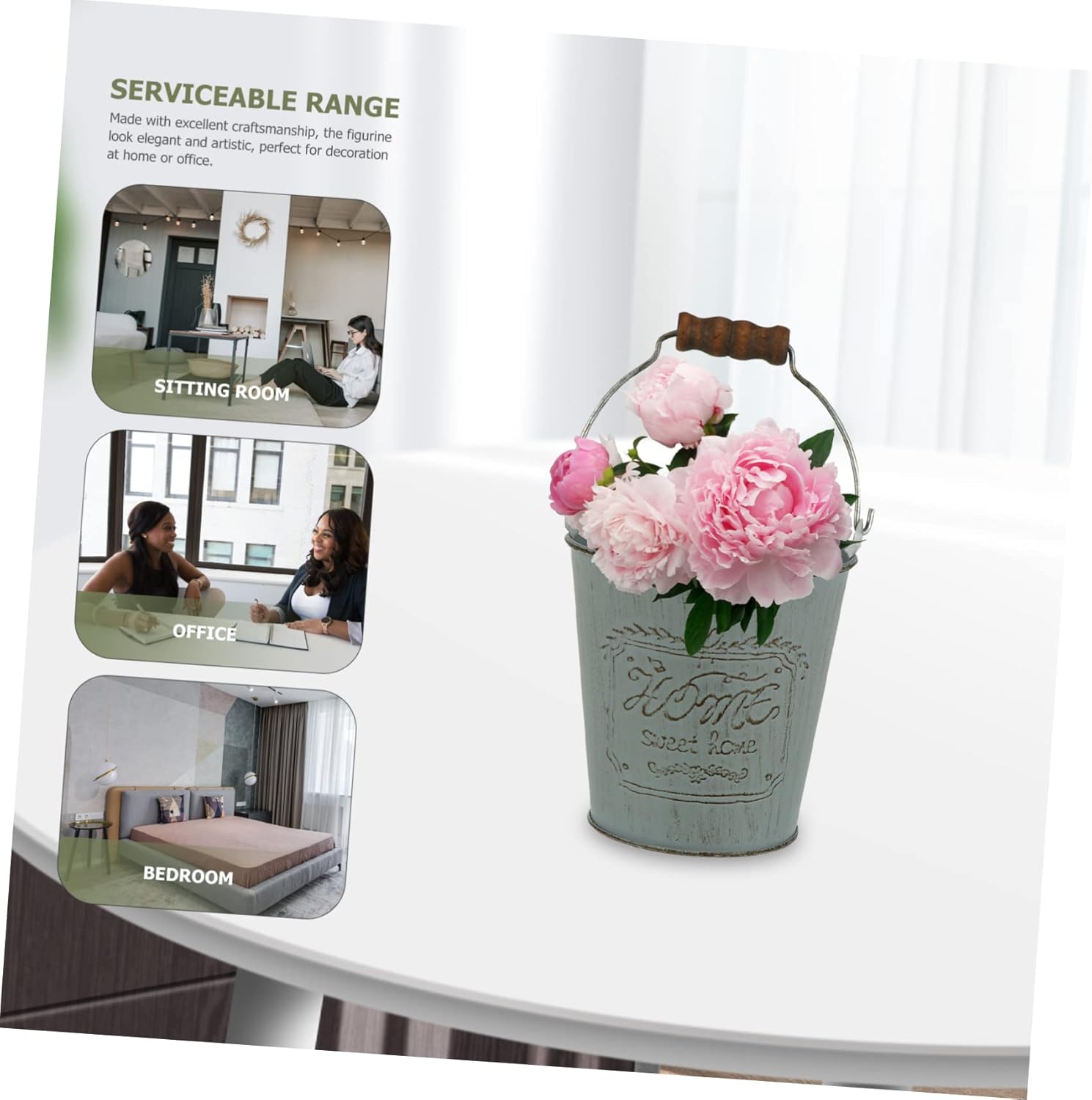 STOBAZA 2pcs Vintage Iron Flowerpot for Home Decor