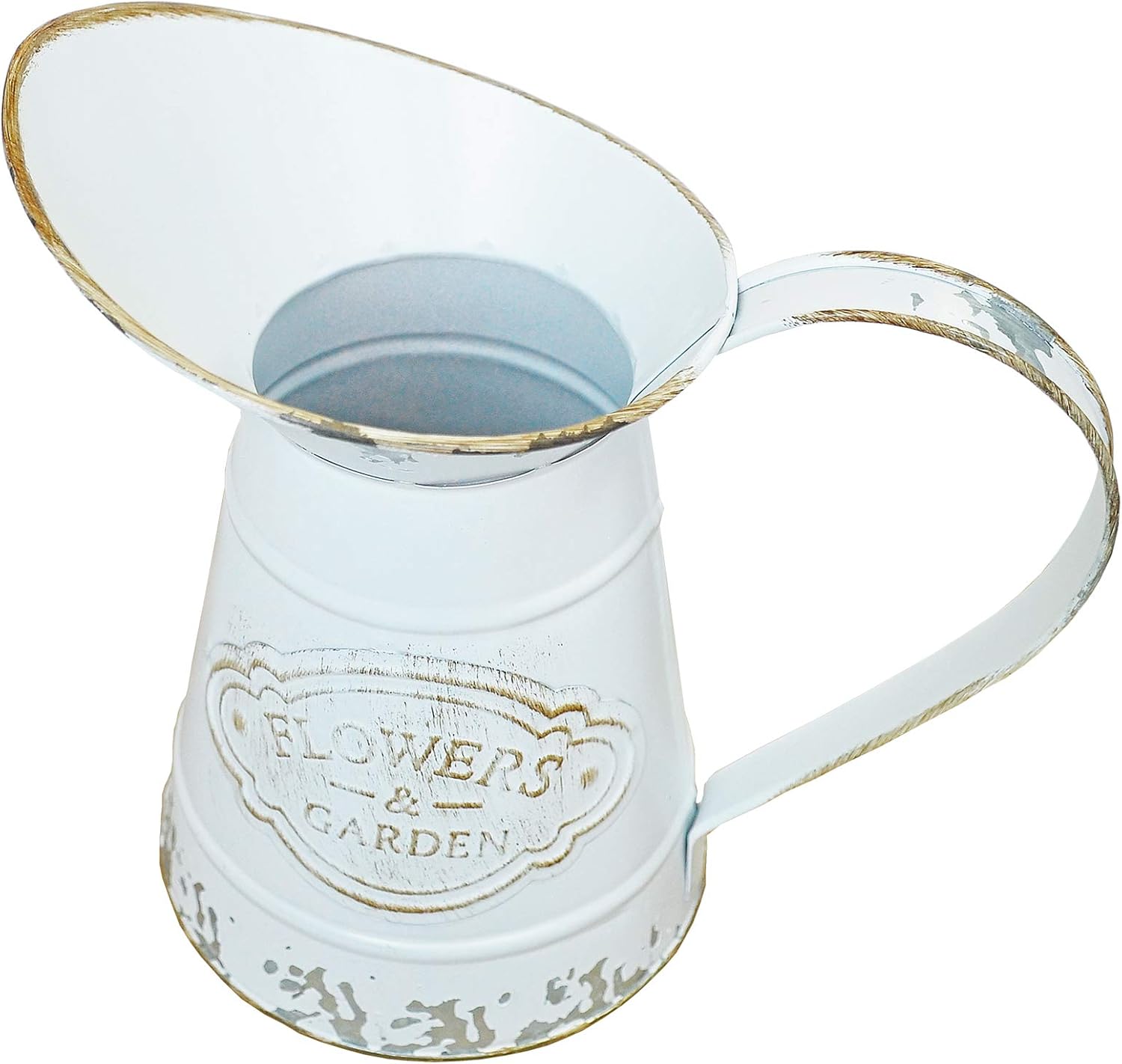 White Rustic Shabby Chic Metal Flower Vase