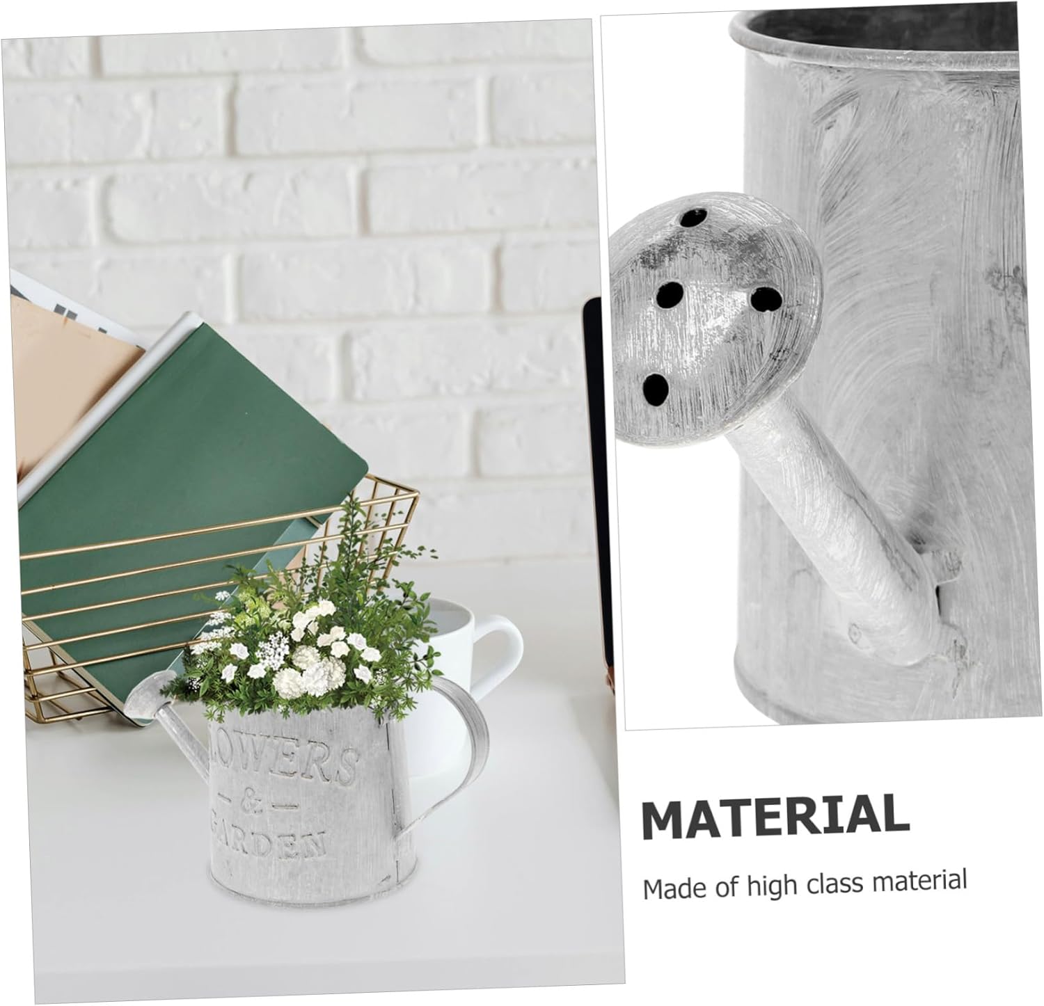 3pcs Vintage Galvanized Metal Flower Vase Watering Can Plant Holder