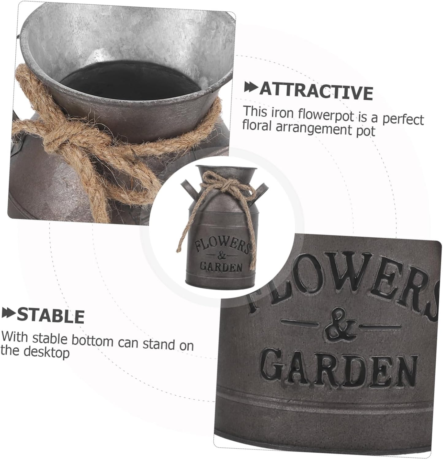 Vintage Galvanized Milk Can Decor Rustic Flower Pot