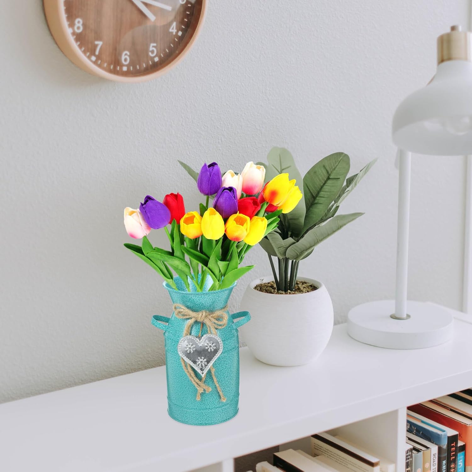 Yardwe Vintage Iron Bucket Vase for Home Decor