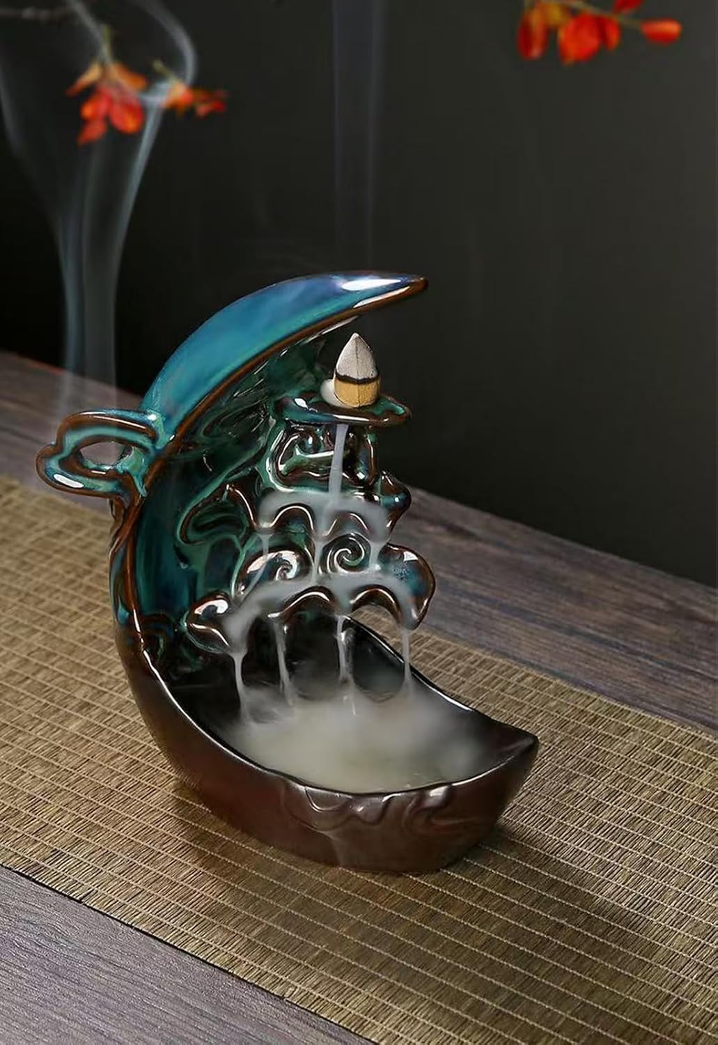 Moon Backflow Incense Holder with 60 Cones