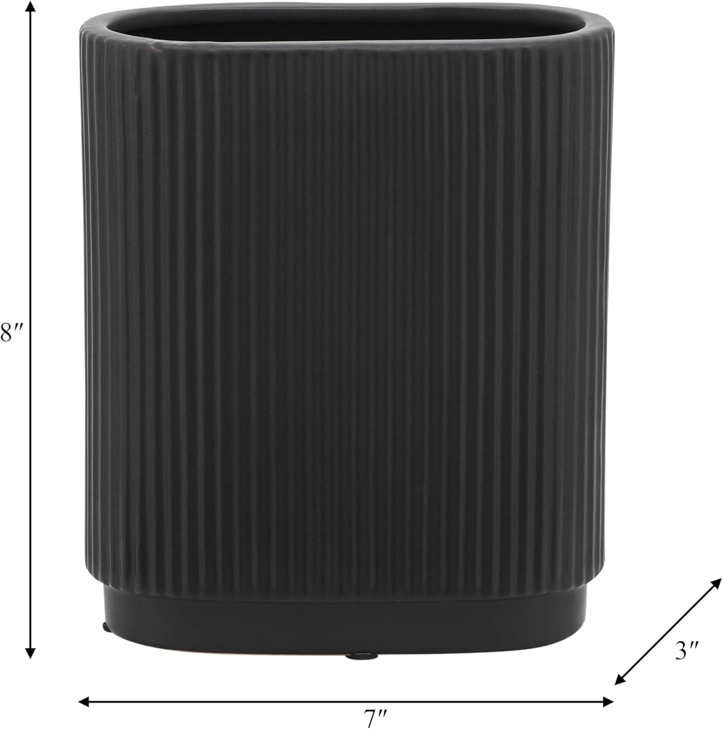Sagebrook Home Modern Ribbed Ceramic Vase 8 Black