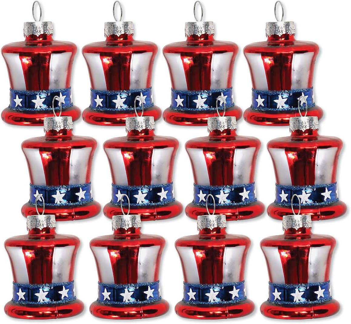 Lillian Vernon Uncle Sam Blown Glass Decorations 12-Piece Set
