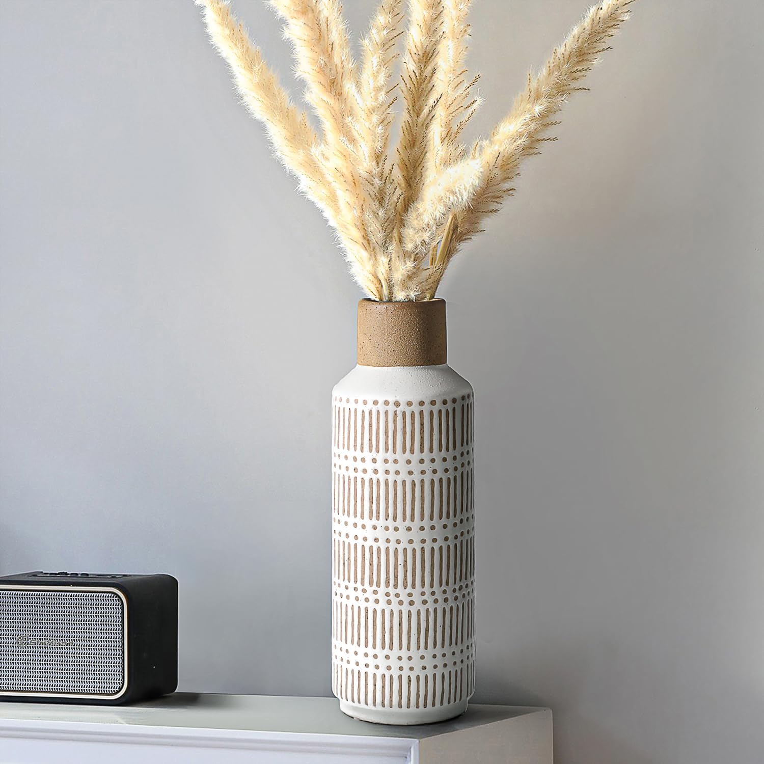 Rustic Ceramic Vase 1102 Inch Farmhouse Style Decor