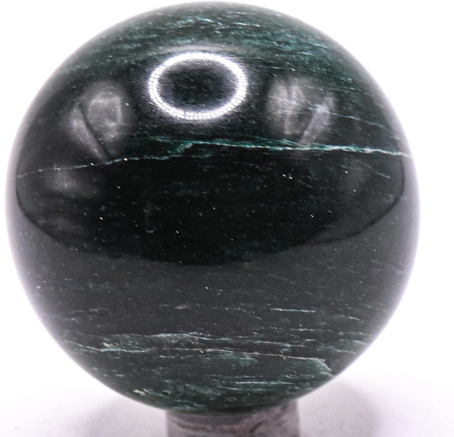 48mm Dark Green Jade Sphere with Stand - India Import