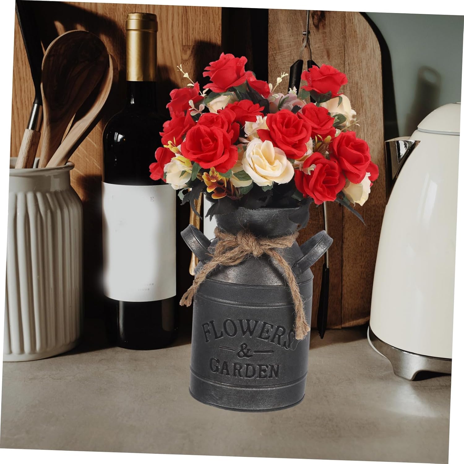 Vintage Flower Bucket Rustic Decorative Pitcher Vase for Cottagecore Decor 1