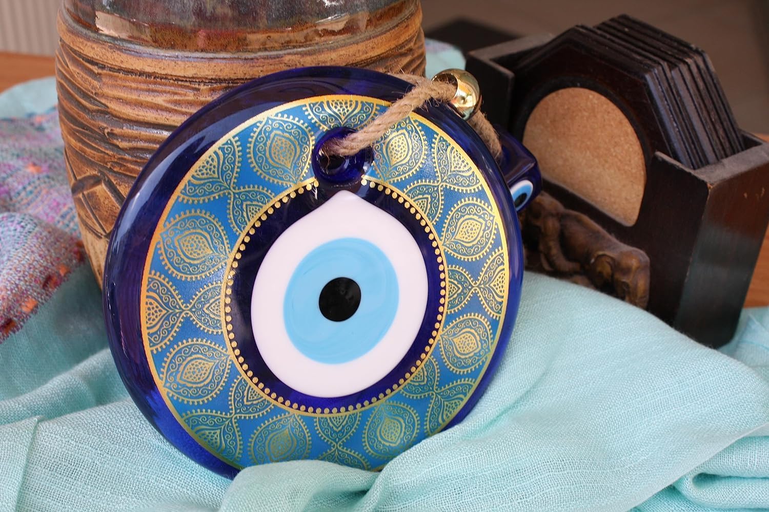Nevfactory Evil Eye Wall Decor Blue Frame 511 Inch