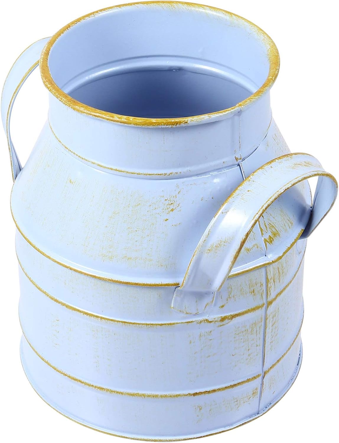 Hemoton Vintage Galvanized Metal Flower Bucket Shabby Chic Vase Blue
