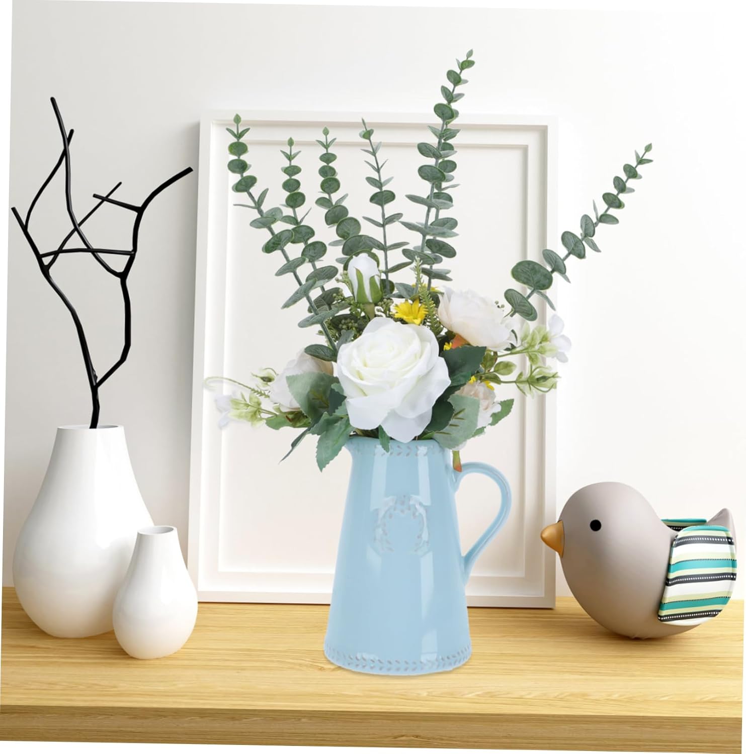 STOBAZA Floor Vase Blue Chinoiserie Decor