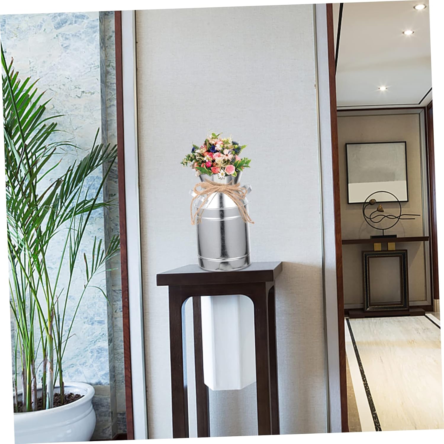 STOBAZA Rustic Metal Flower Vase Vintage Milk Jug Decor