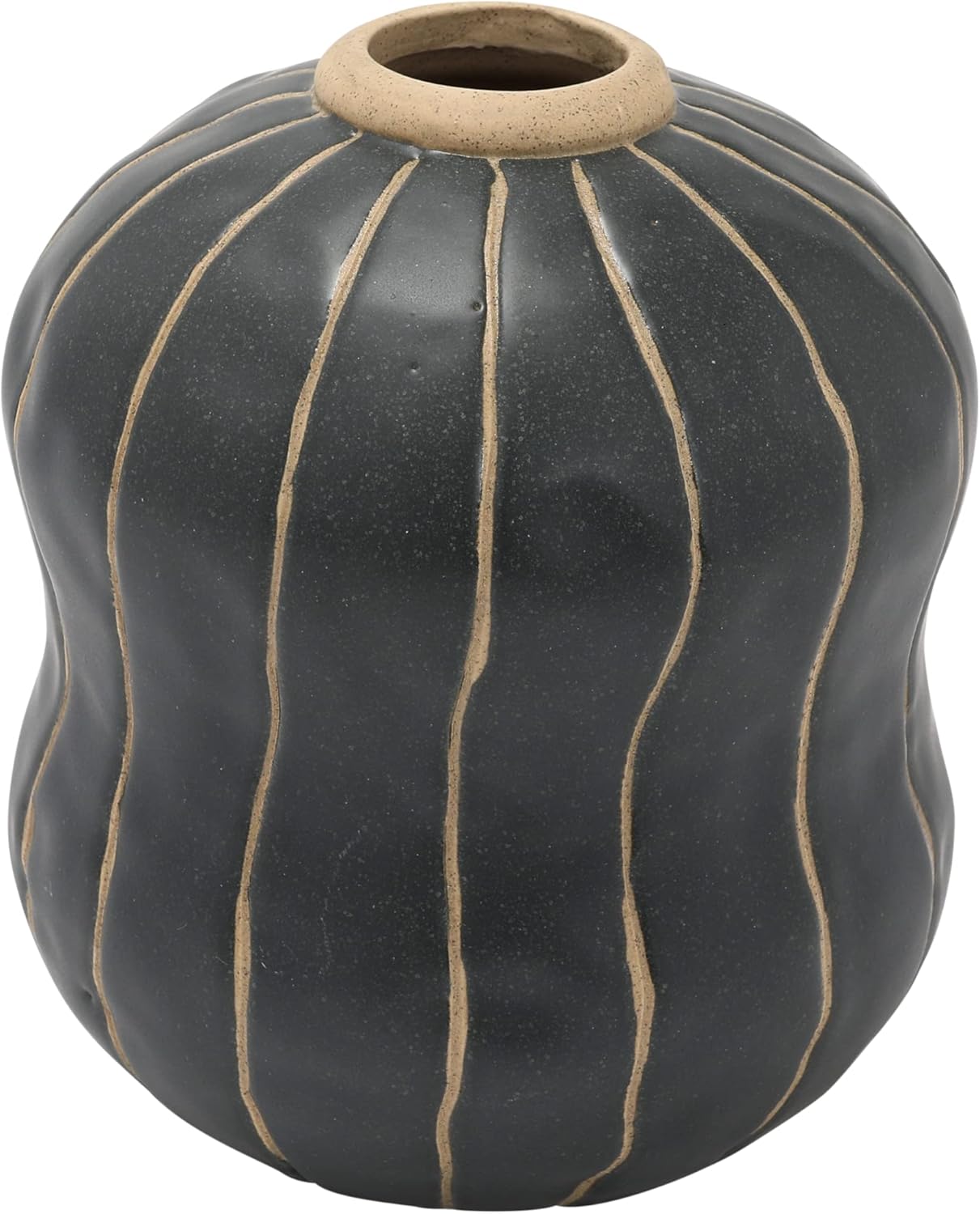 Creative Co Op Stoneware Vase Black Cream 5x5x6