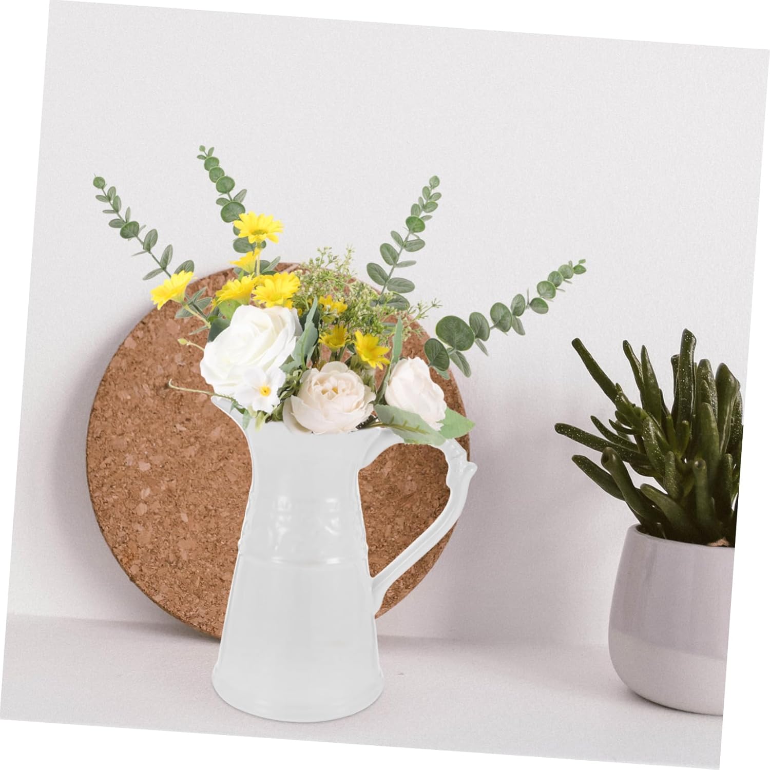 Vintage Ceramic Milk Pitcher Vase with Handle