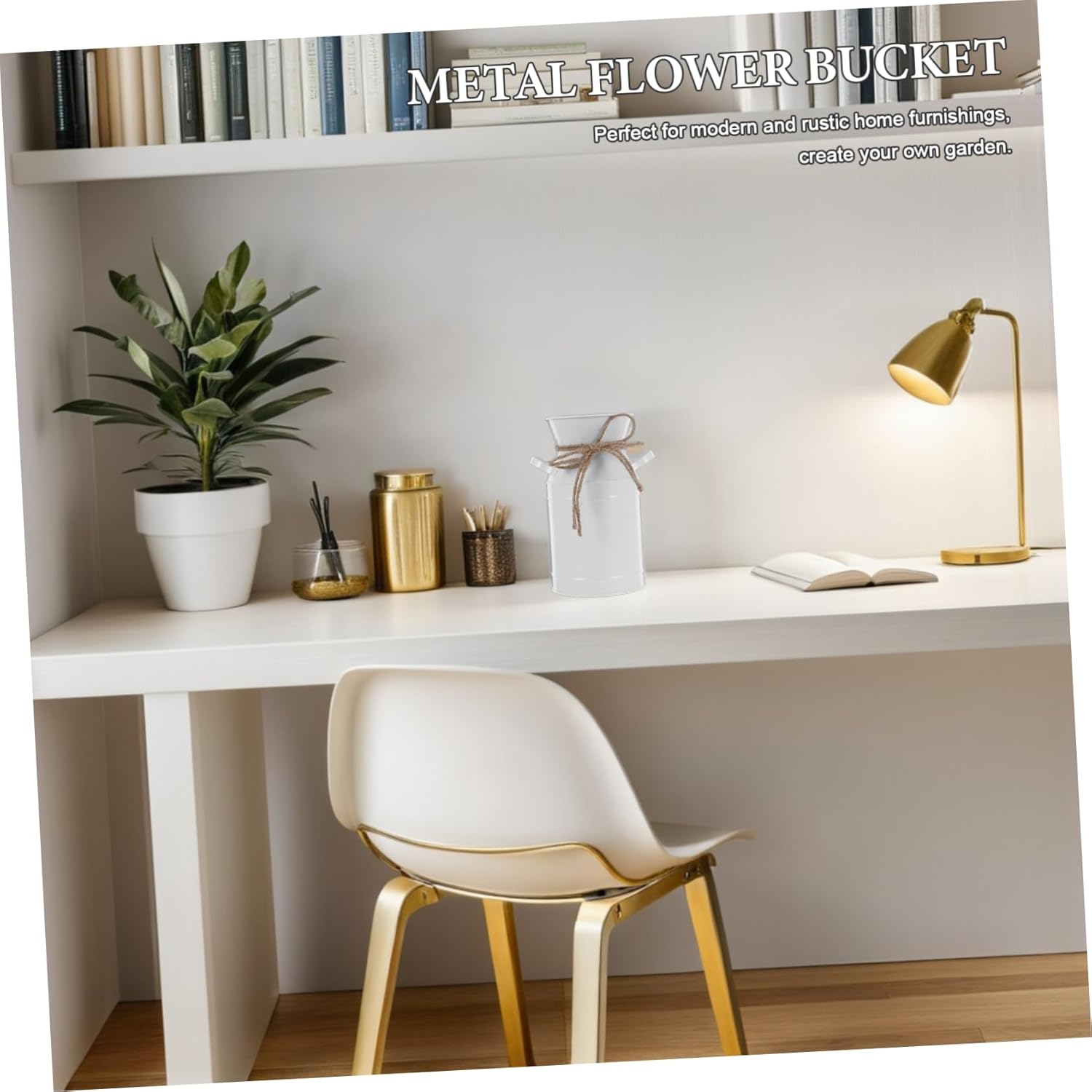 Vintage Metal Vase with Handle for Home Decor