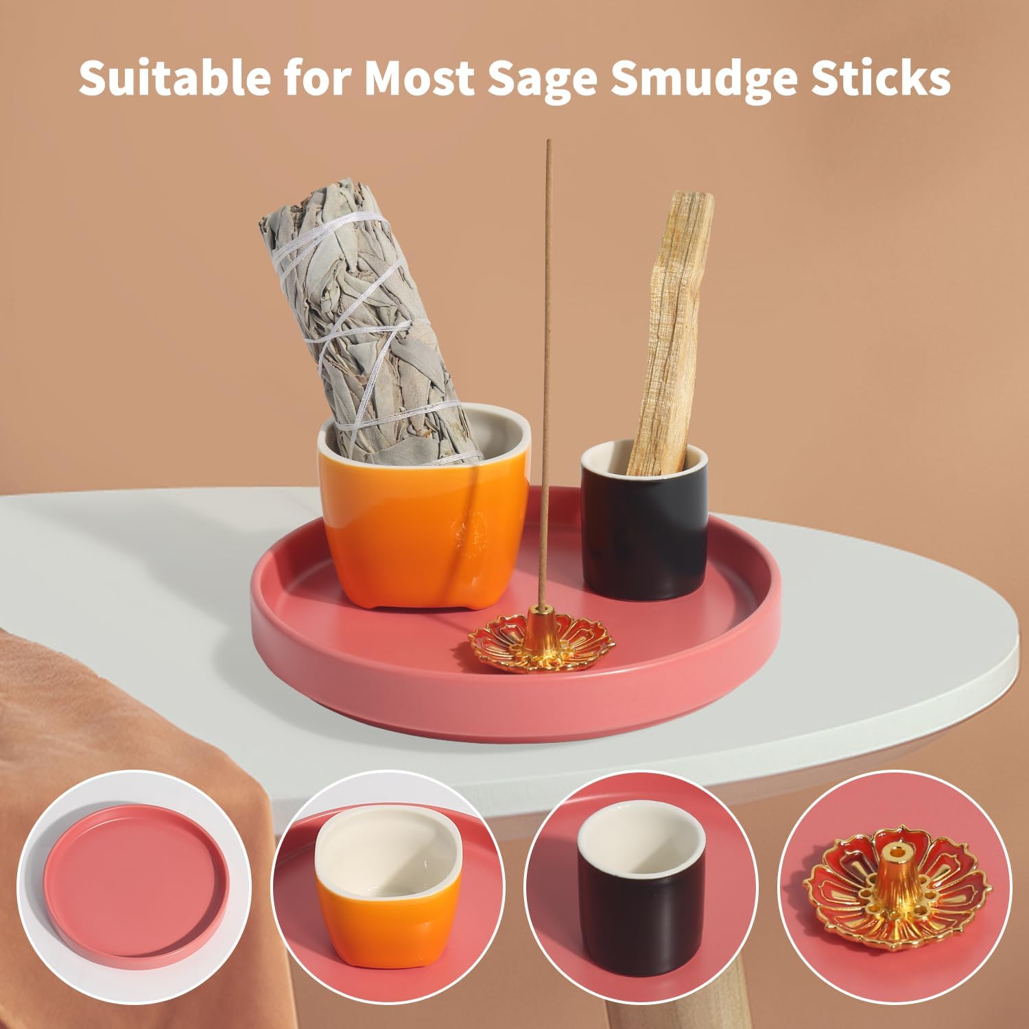 4 in 1 Ceramic Incense Holder for Yoga and Meditation