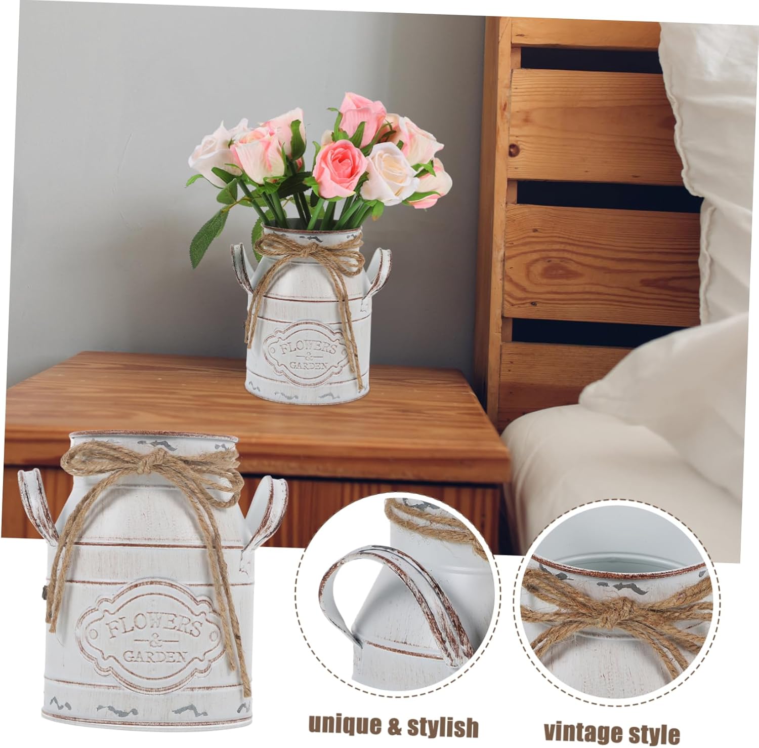 STOBAZA Rustic Metal Flower Pot for Home Farmhouse Decor