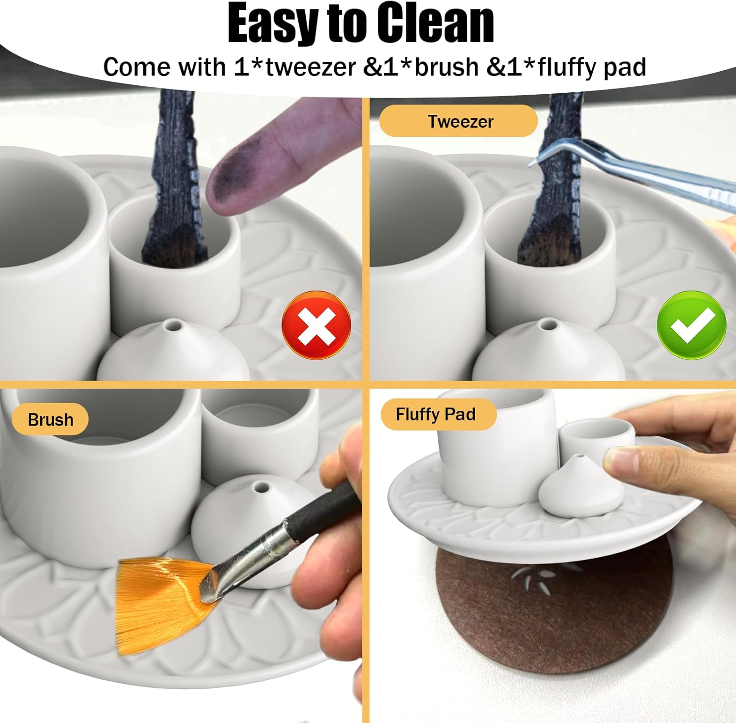 4 in 1 Palo Santo Incense Holder - Ceramic Ash Catcher Tray for Meditation Room - White