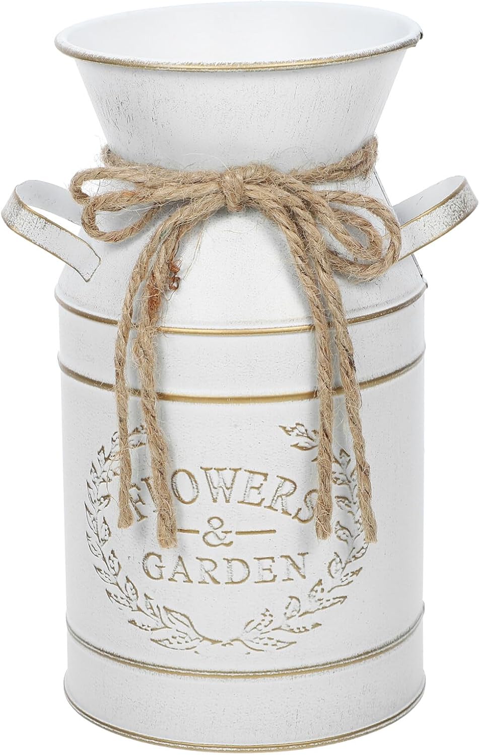Kichvoe Rustic Metal Milk Jug Vase White 1