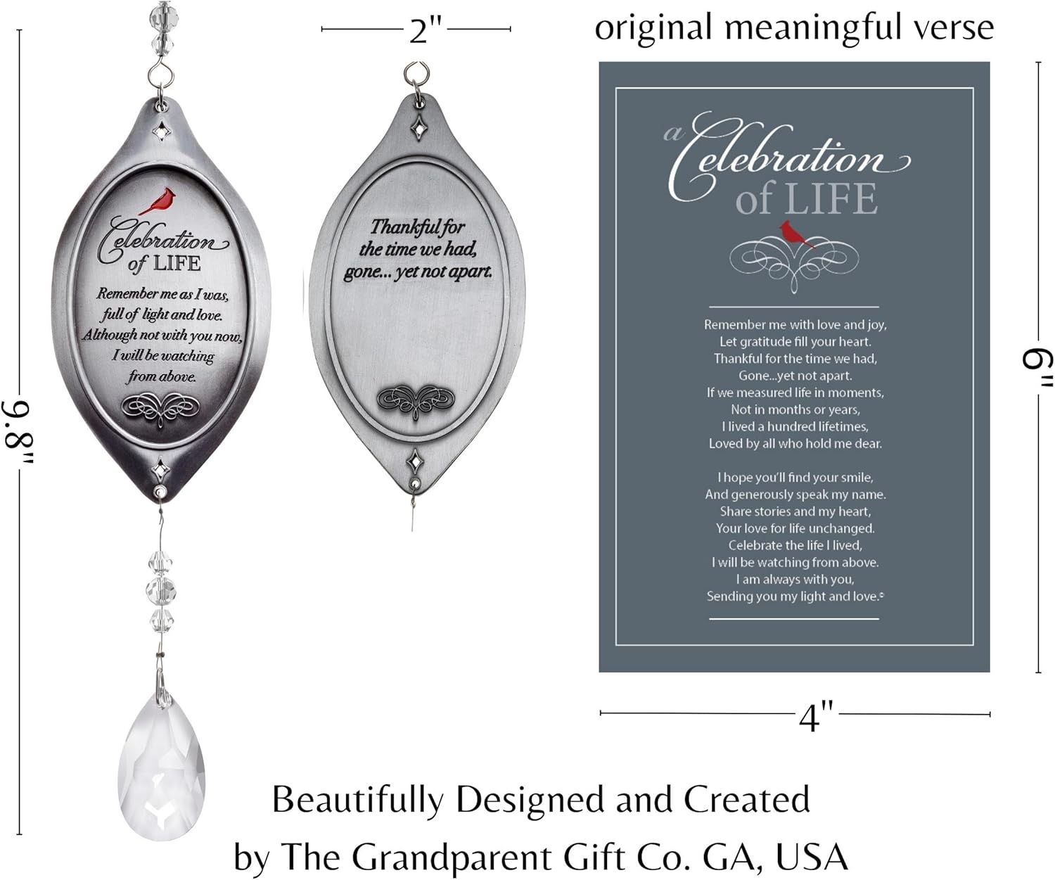 Celebration of Life Sympathy Gift with Crystal Ornament