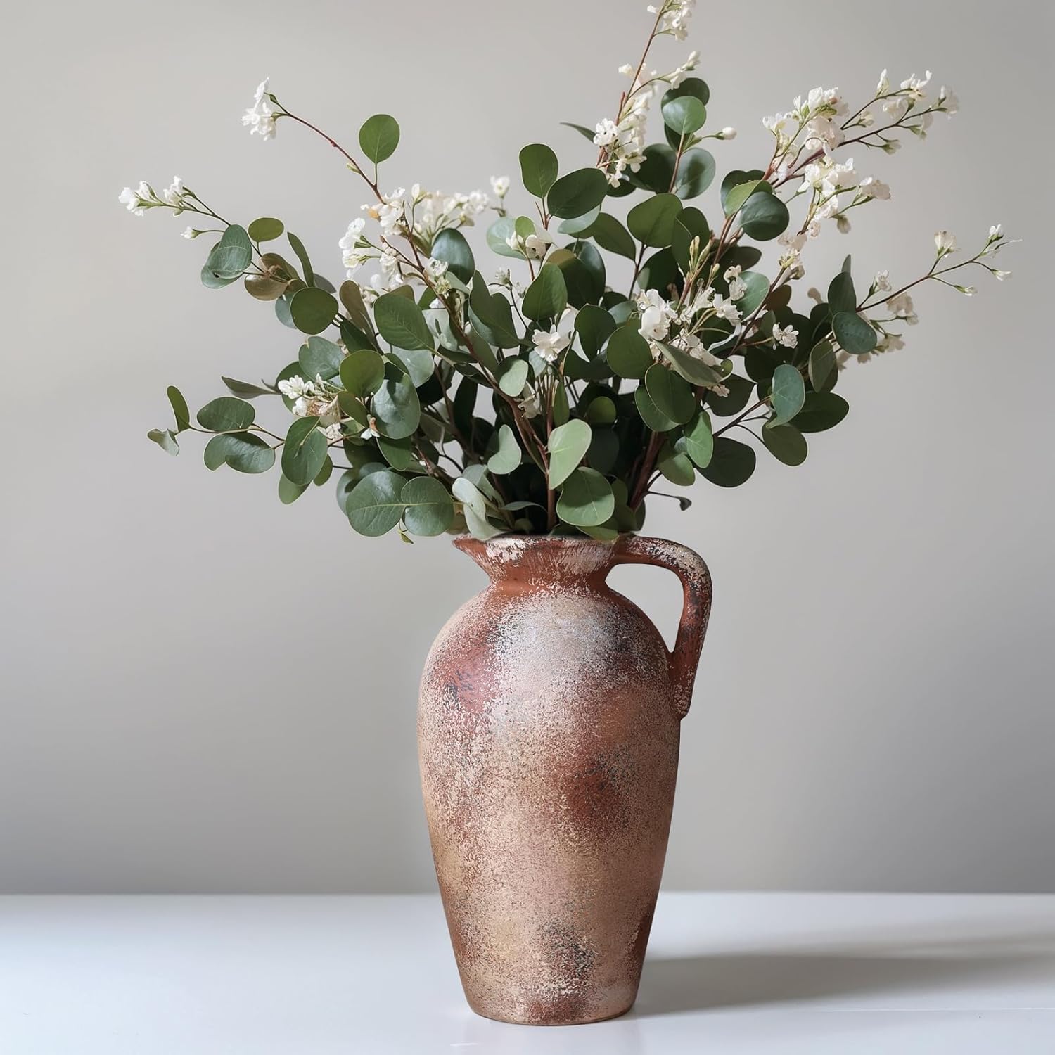 93in Rustic Terracotta Vase with Handle