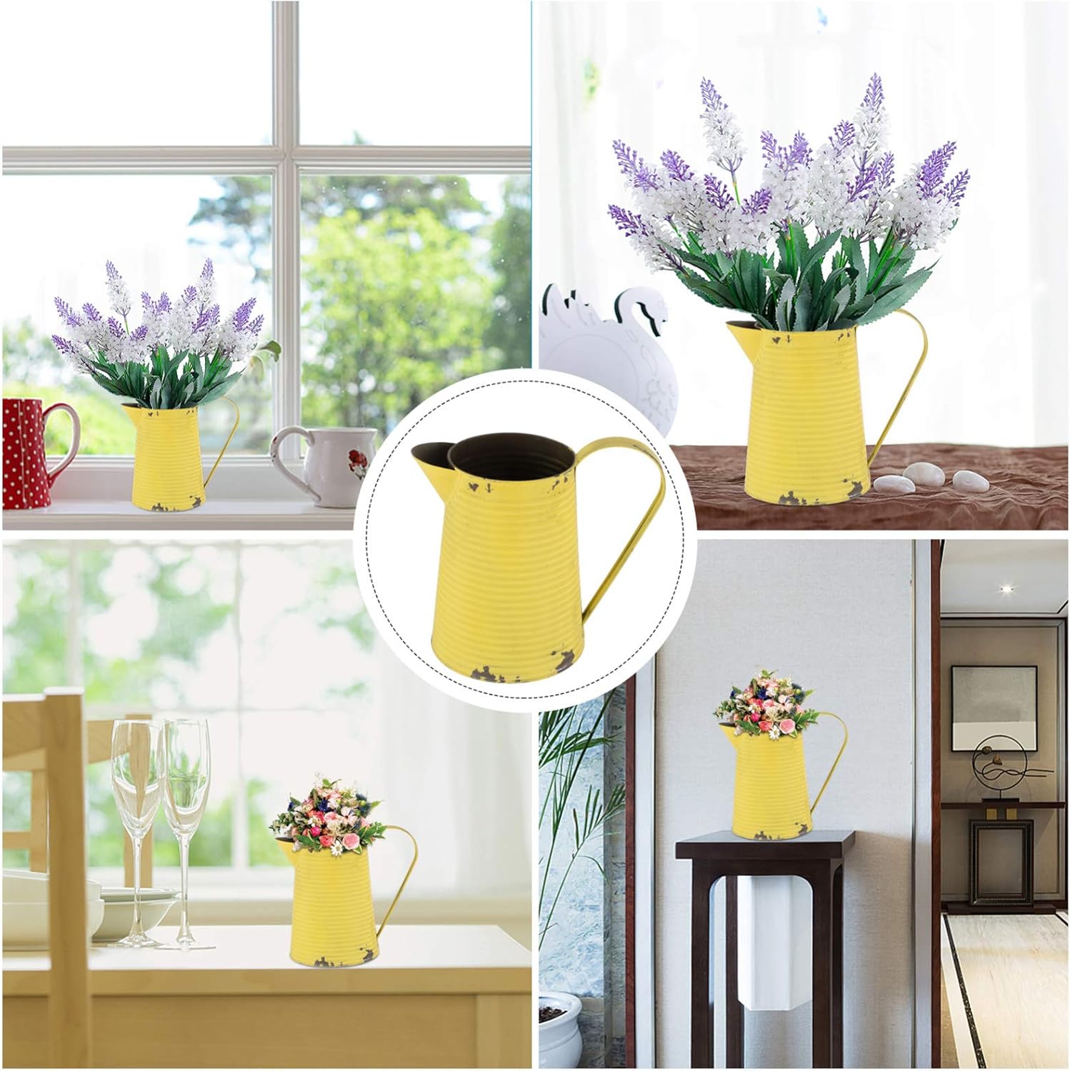 Hemoton Galvanized Metal Flower Vase Rustic Style