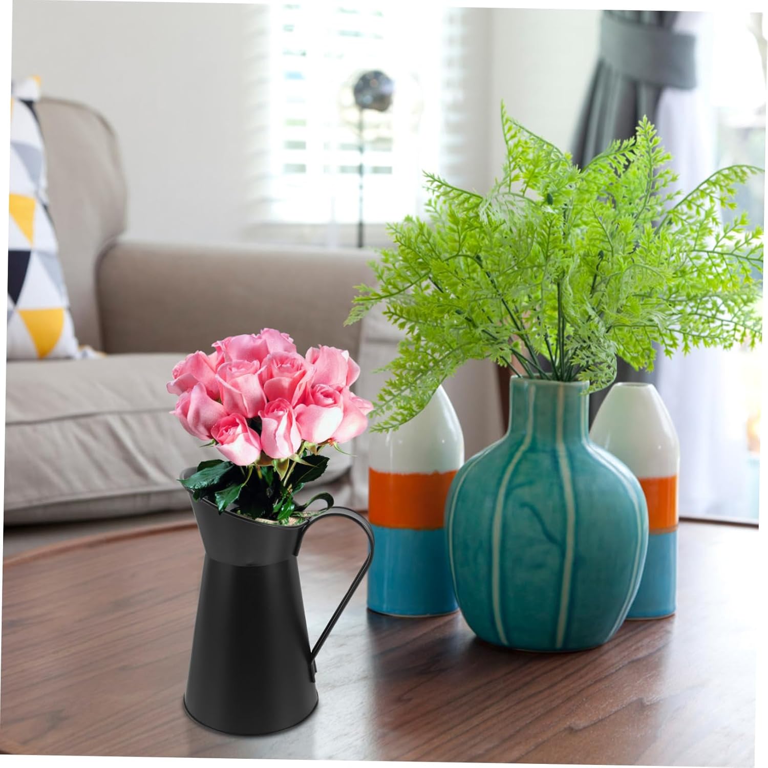 Floral Arrangement Bucket Rustic Chic Metal Vase for Home Decor