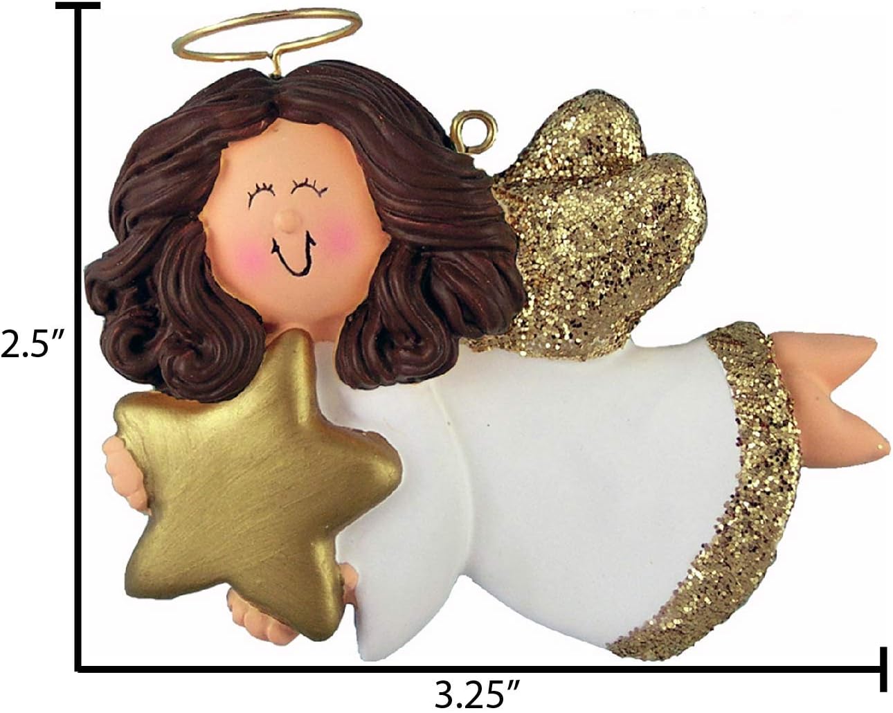 Personalized Angel Ornament 2024 - Vintage Style With Glitter Star and Feather Wings