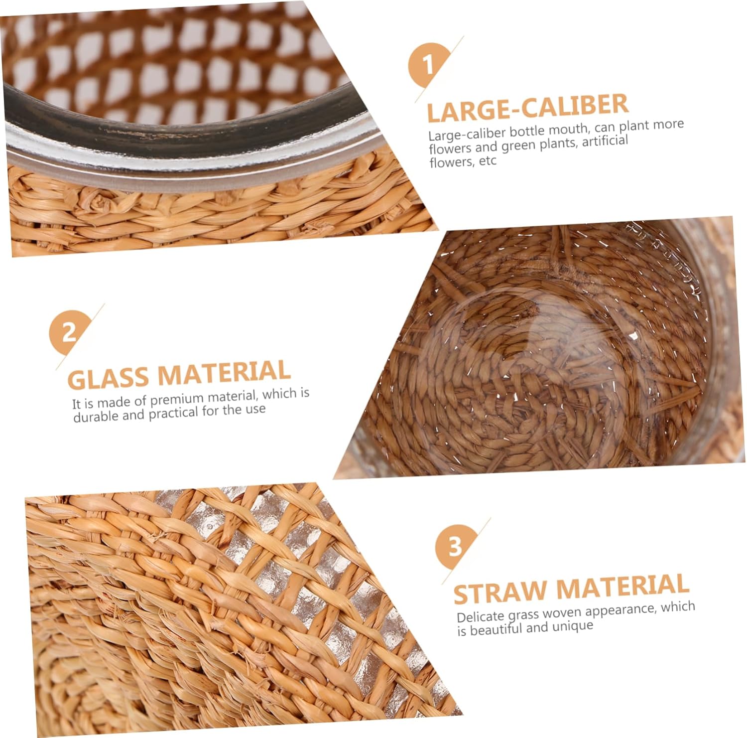 STOBAZA Grass Woven Glass Vase for Hydroponic Decor