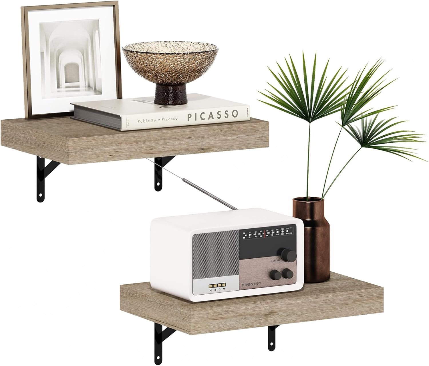 Furinno Tanna Floating Display Shelves Set of 2 Natural