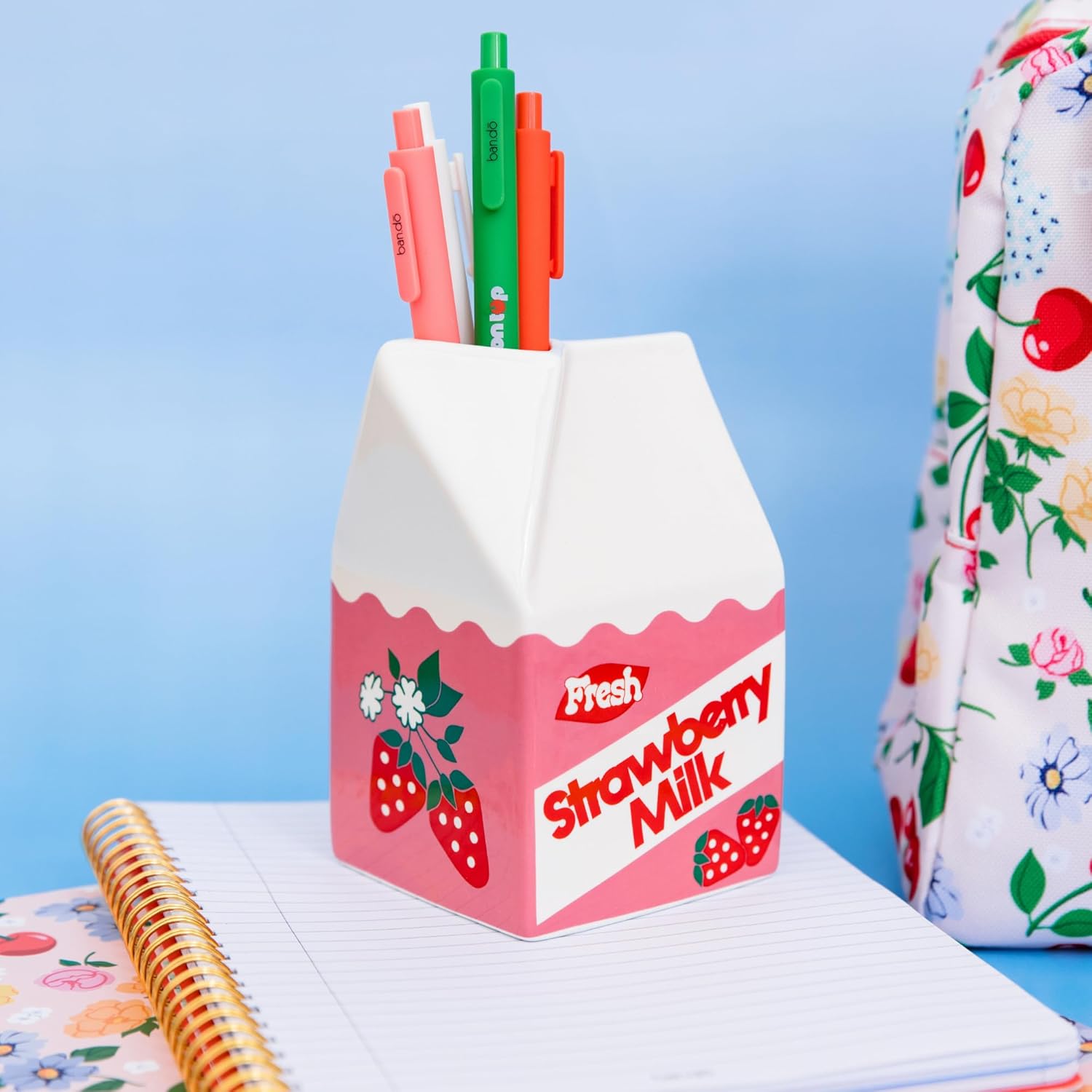 bando Vintage Carton Inspired Mini Ceramic Vase Strawberry Milk