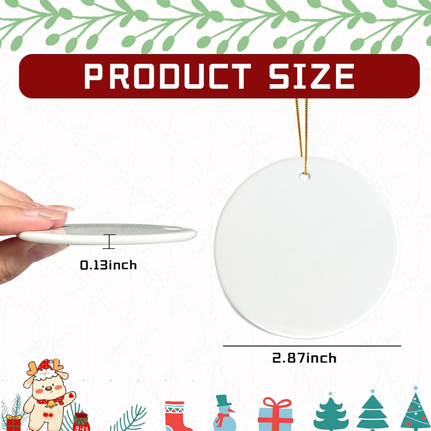 VPJ Sublimation Ornament Blanks - Double Side White Round Porcelain for Heat Press Printing