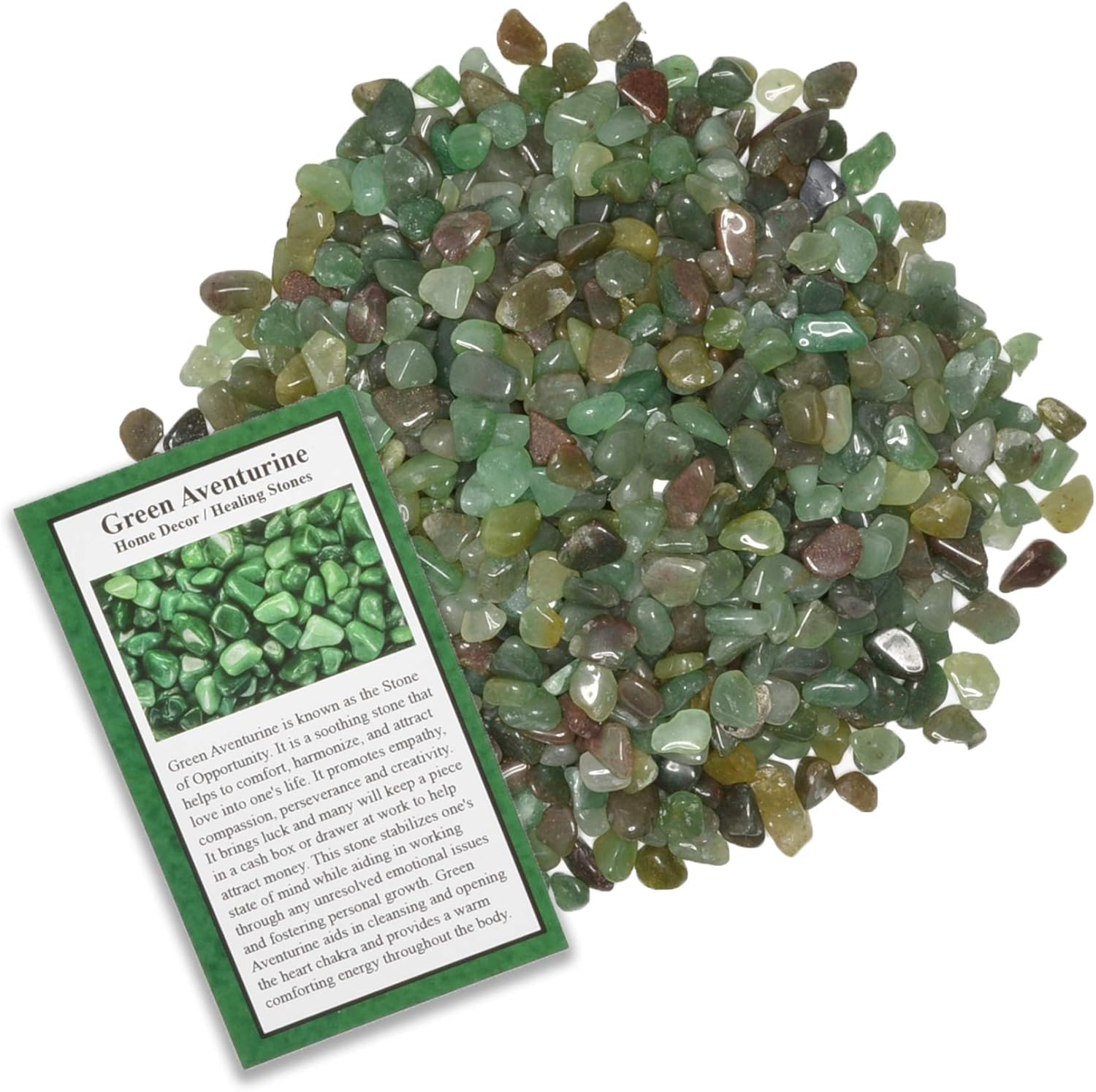 Fantasia 1 lb Tumbled Green Aventurine Chip Stones for Indoor Fountains