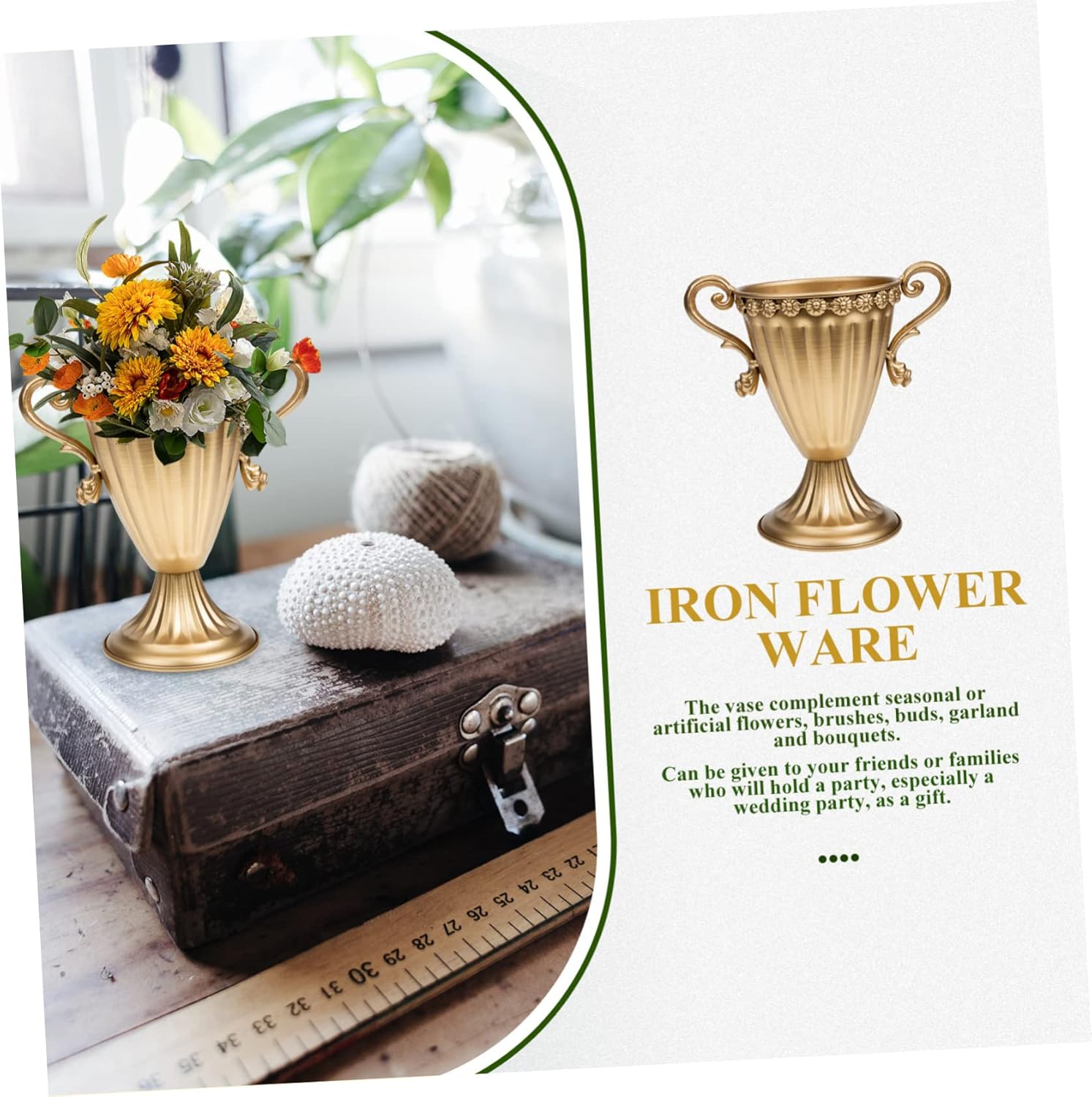 Vintage Iron Flower Pot Retro Vase for Home Decor