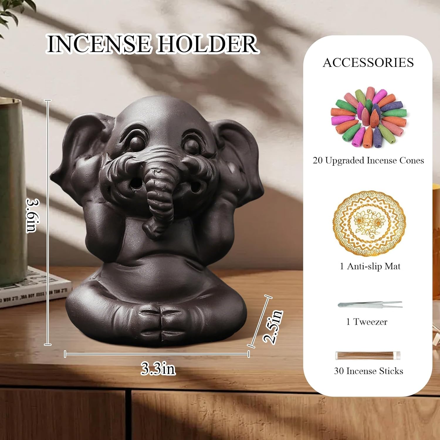 Comeon Backflow Incense Burner Set with Mat and Tweezers
