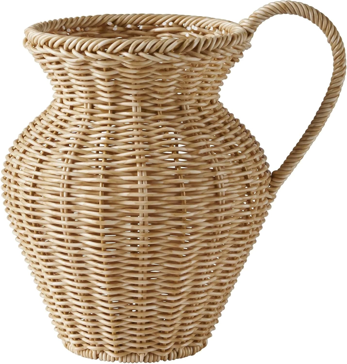 Faux Wood Rattan Vase 9 - Rustic Decorative Woven Pitcher Style