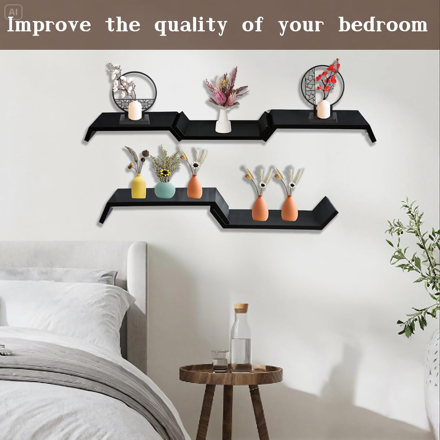 Black Floating Shelves for Wall Mounting
