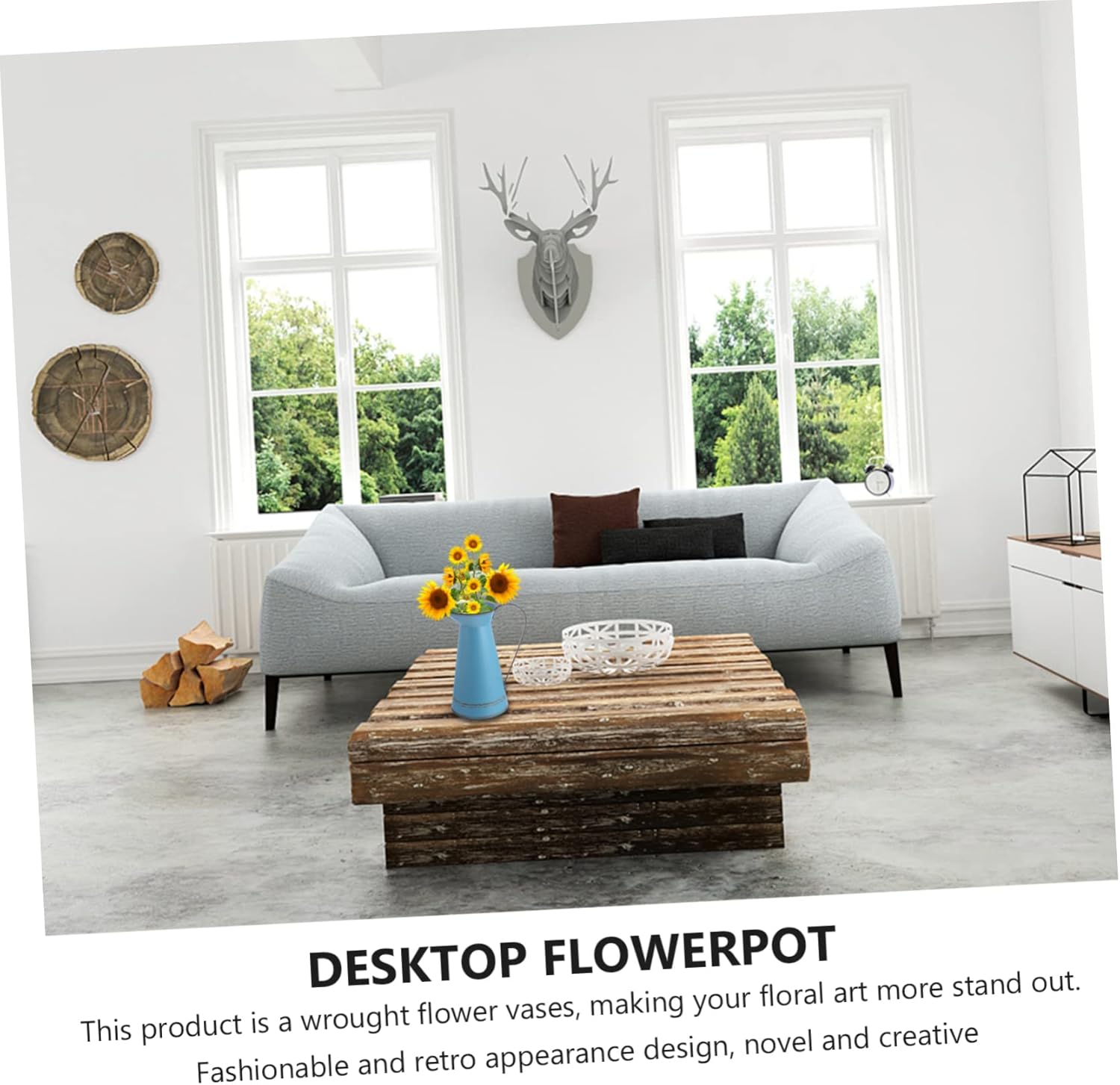 Vintage Iron Flower Pot Rustic Decorative Bucket for Home and Garden