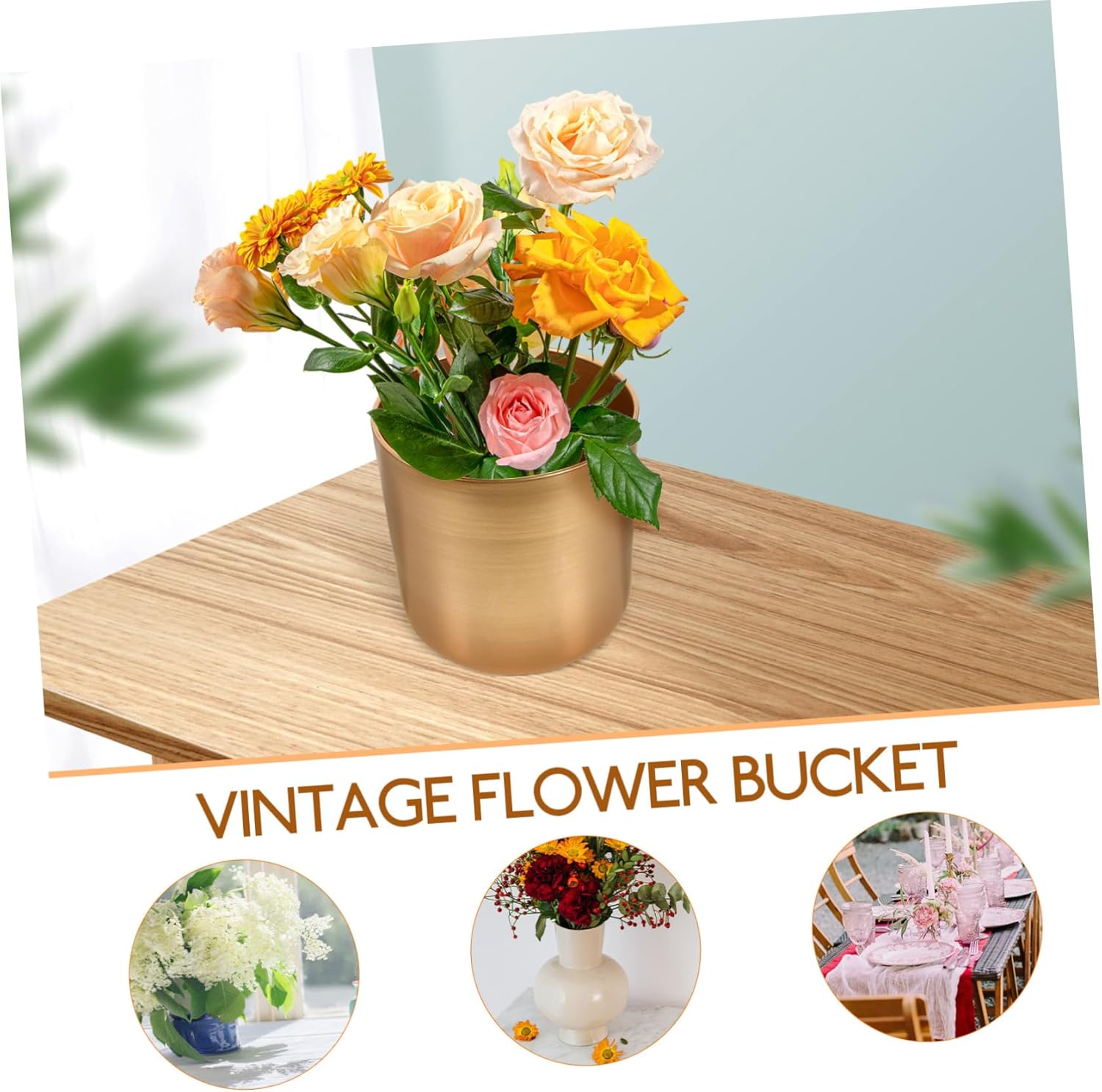 STOBAZA Vintage Rustic Flower Vase Bucket Planter Decor